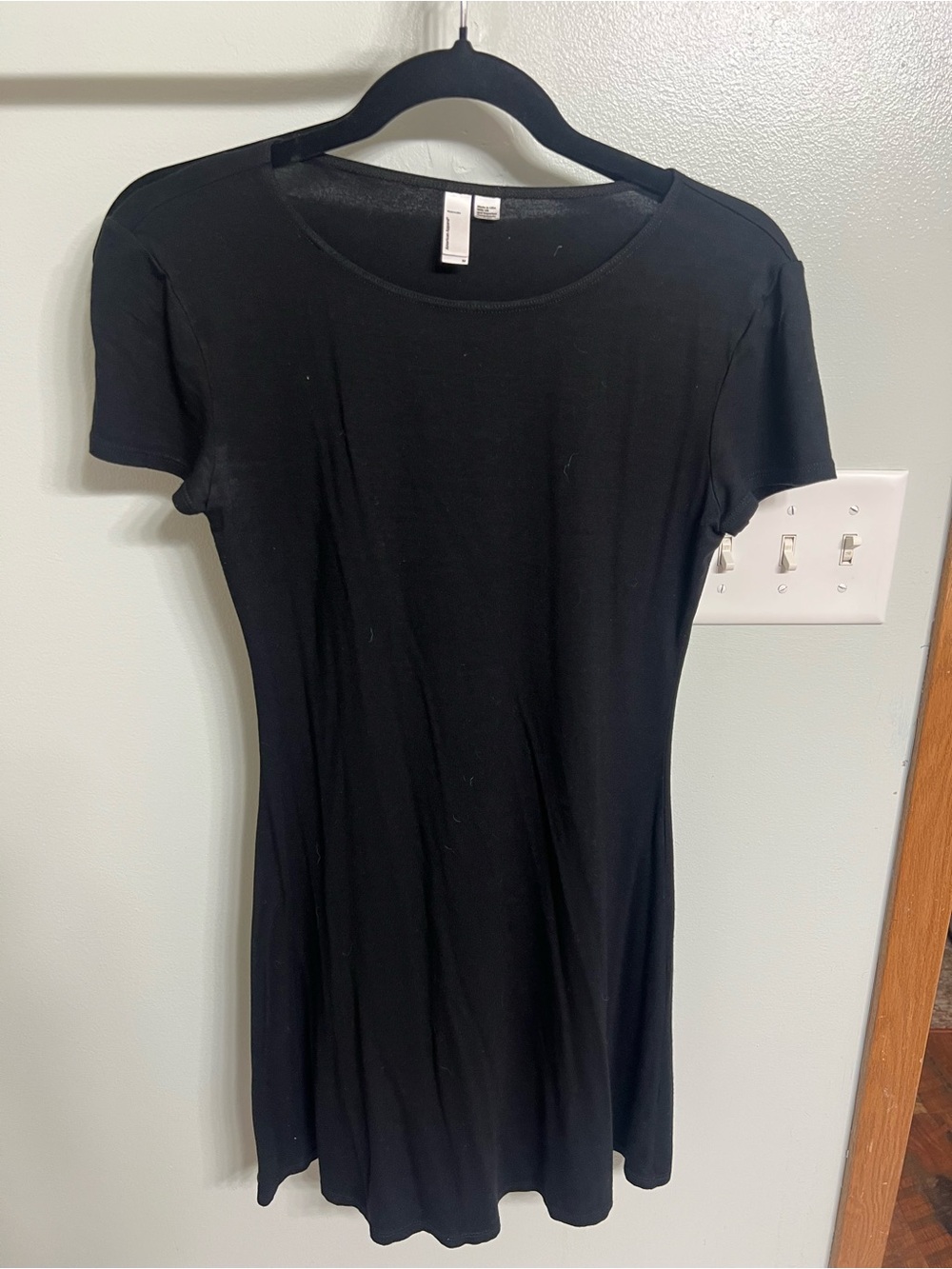 American Apparel Black Short-Sleeve A-Line Dress